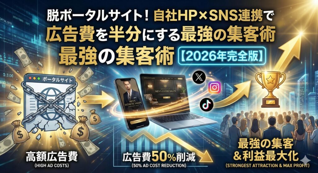 脱ポータルサイト！自社HP×SNS連携で広告費を半分にする最強の集客術【2026年完全版】