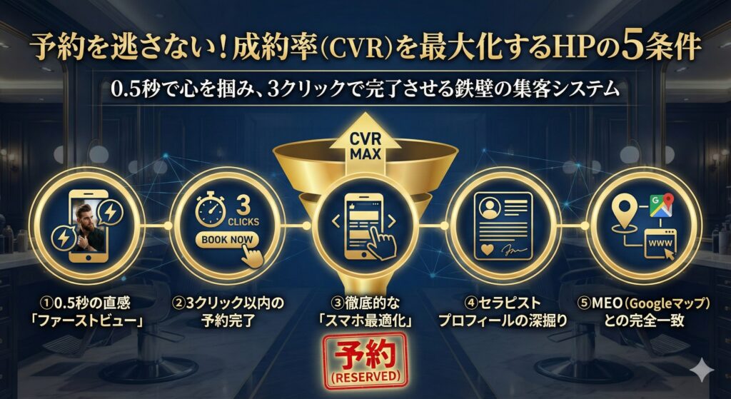 予約を逃さない！成約率（CVR）を最大化するHPの5条件
