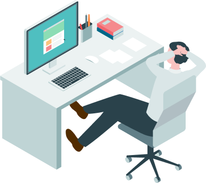 デスクに向かう男性