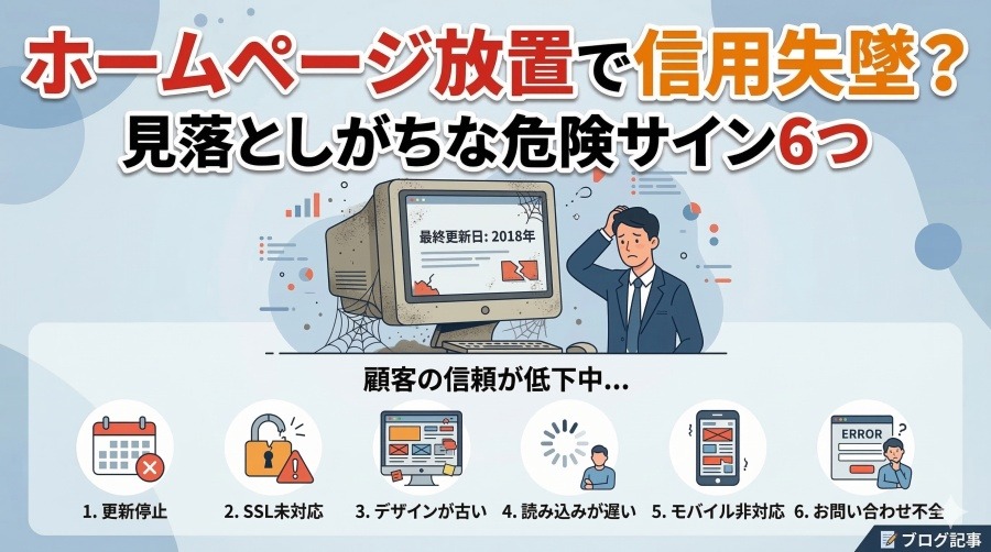 ホームページ放置で信用失墜？見落としがちな危険サイン6つ