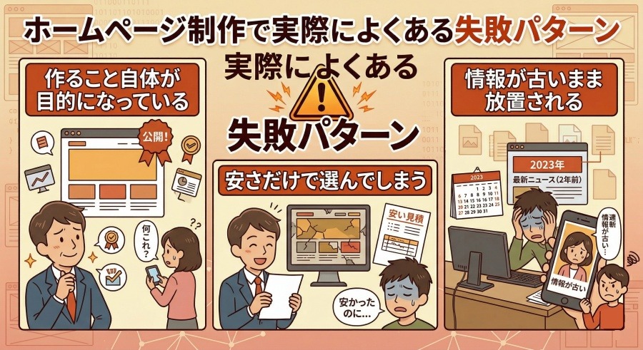 ホームページ制作で実際によくある失敗パターン